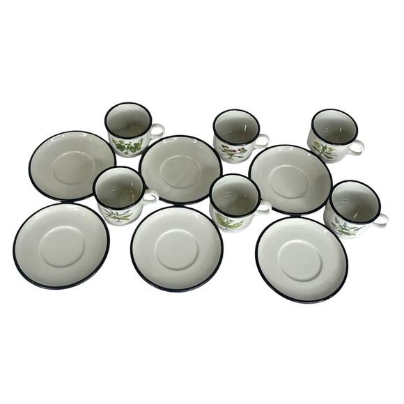 ITALIAN Set (6) Espresso Tea IPA CUPS & SAUCERS Demitasse Botanic Garden Flowers - Picture 12 of 14